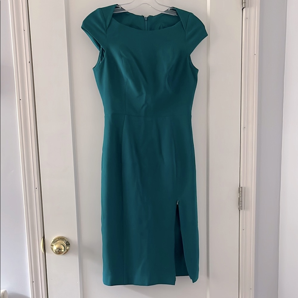 Black Halo Elegant Teal Cap Sleeve Dress